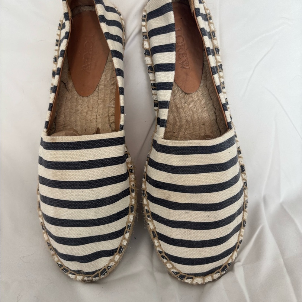 J. Crew Navy and White Espadrille Flats